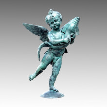 Große Bronze Garten Skulptur Cupid &amp; Dolphin Messing Statue Tpls-014